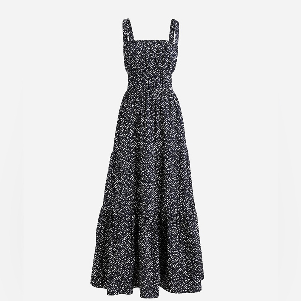 NWT!!! JCrew tiered midi dress with convertible straps in dot